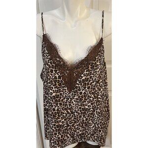 Melrose and Market Nordstrom Lace Trim Leopard Cami Top Beige Womens 2X New